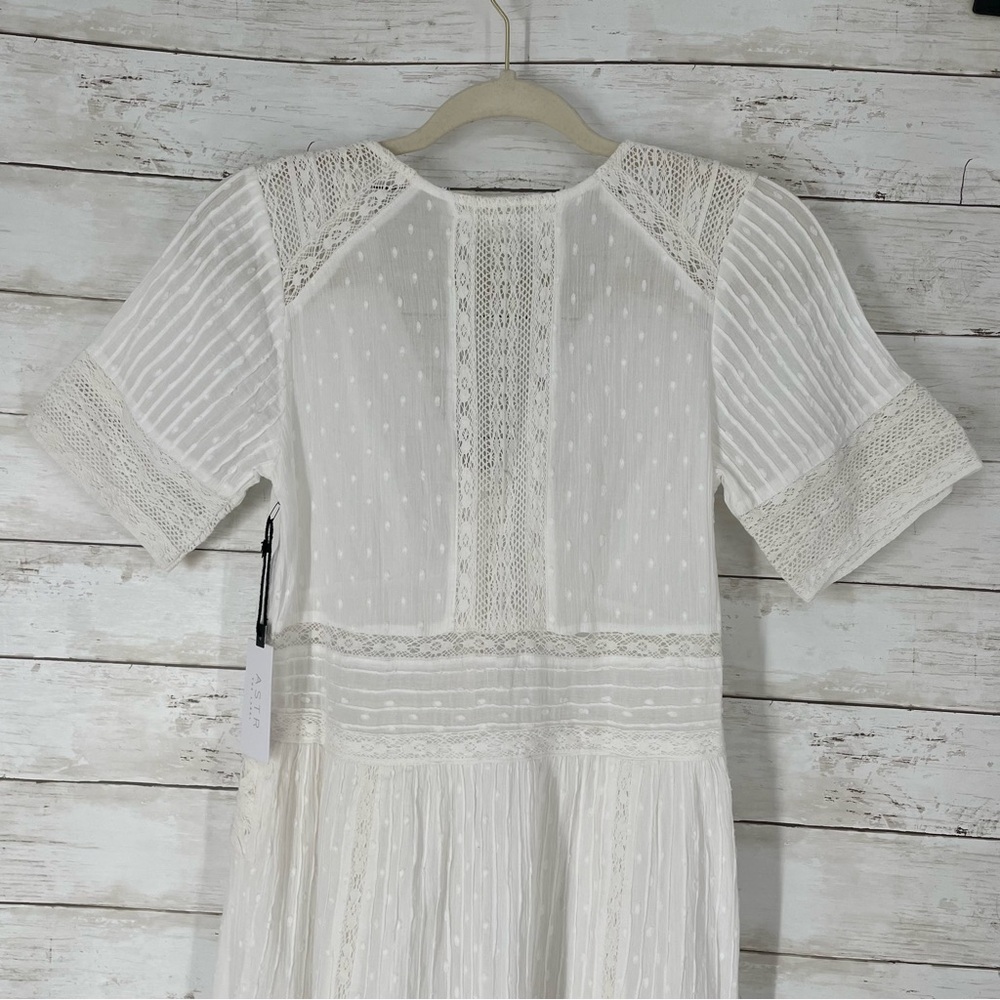 ASTR the Label Honeymoon Lace Midi Dress White Size S Pin-tuck Lace Cotton NWT - Picture 11 of 16